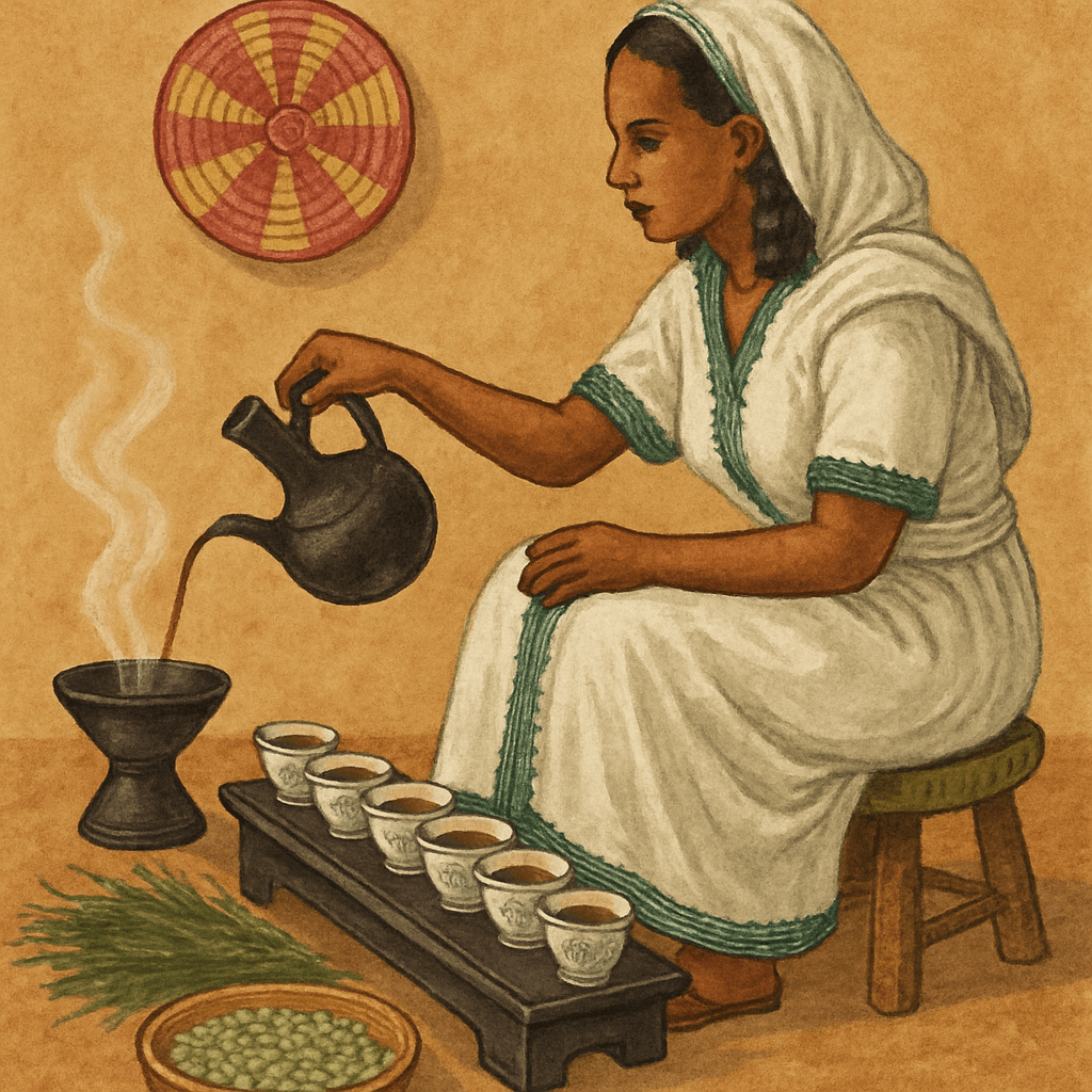 Traditional coffee ceremony in Ethiopia