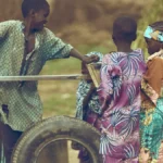 Solar powered water well in Burkina Faso providing clean water to local women.